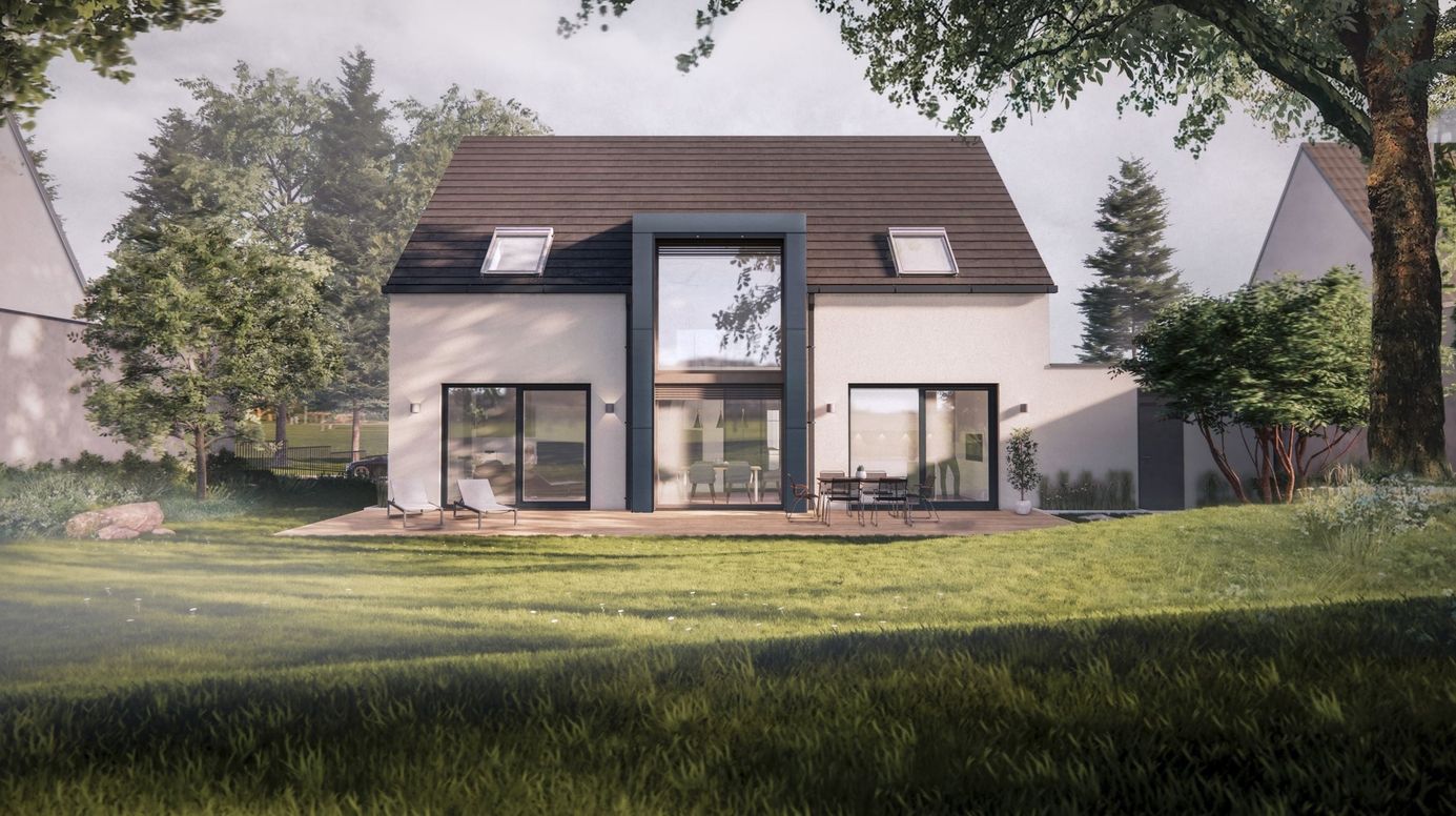 Visualiserung Einfamilienhaus Gartenseite